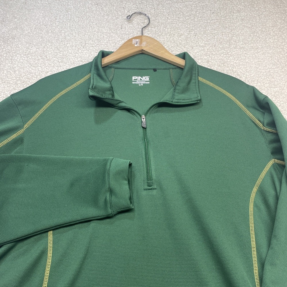 PING Pullover Mens‎ L Green SensorCool Quarter Zip Golf Performance Long Sleeve